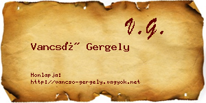 Vancsó Gergely névjegykártya